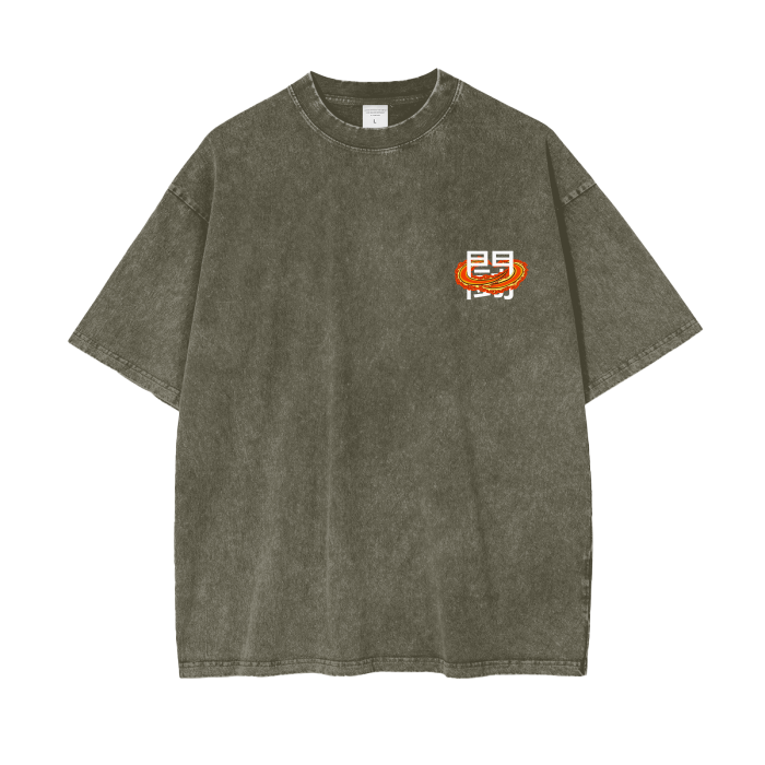 Tatakae Acid Wash Oversize T-Shirt