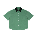 Striped Boxy Contrast Collar Shirt