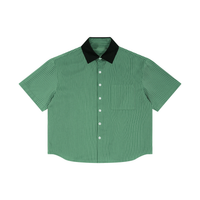 Striped Boxy Contrast Collar Shirt