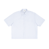 Striped Boxy Short Sleeve Button-Up Shirt