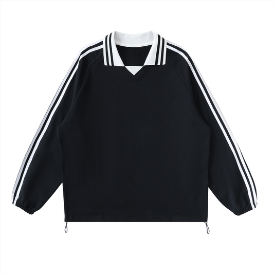 Contrast Striped Lapel Collar Shirt