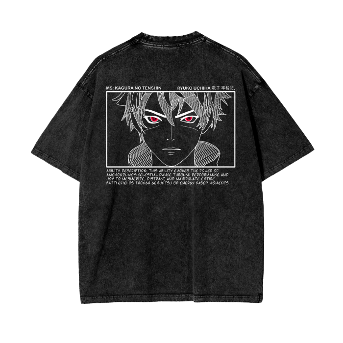 Kagura No Tenshin Acid Wash Oversize T-Shirt - SE