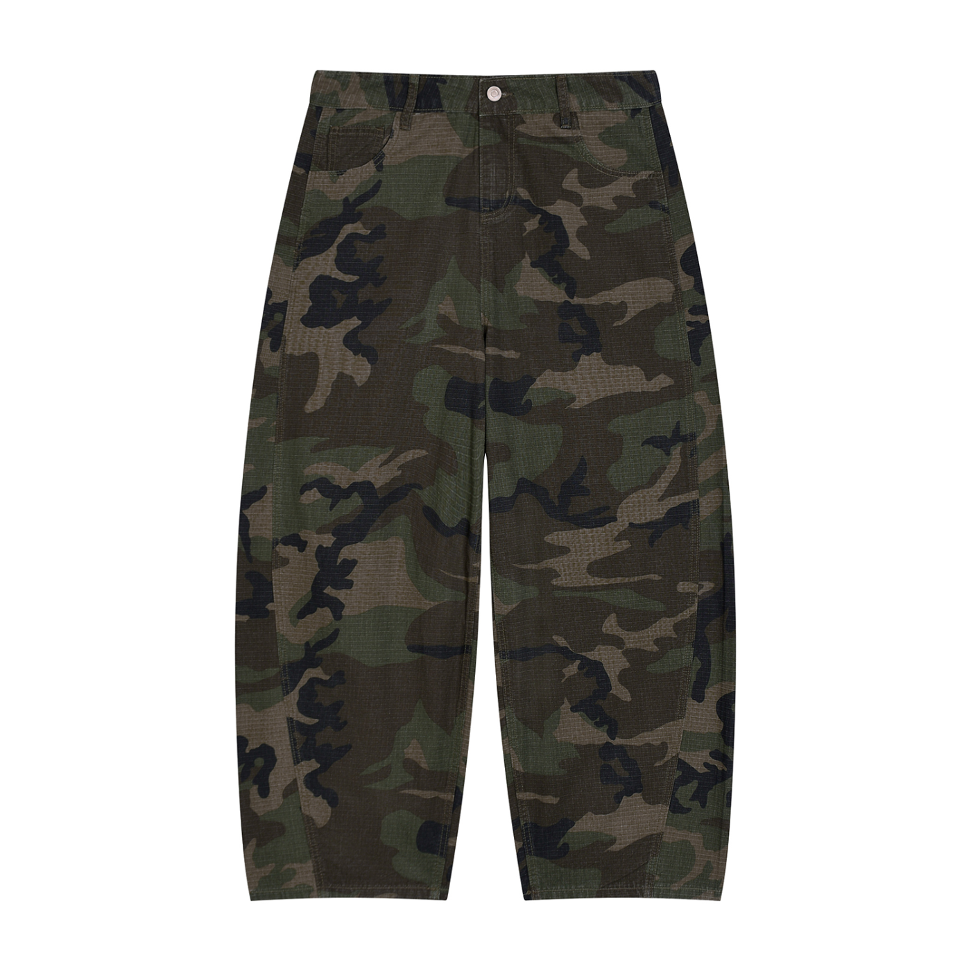 Camo Barrel Leg Cargo Pants