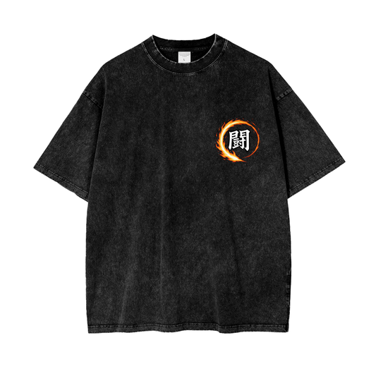 Tanjiro - Tatakae Acid Wash Oversize T-Shirt