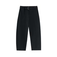 Twisted-Seam Belted Curved-Blade Pants