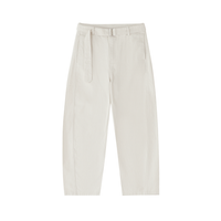 Twisted-Seam Belted Curved-Blade Pants