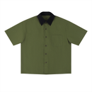 Color Collar Block Short Sleeve Shirt