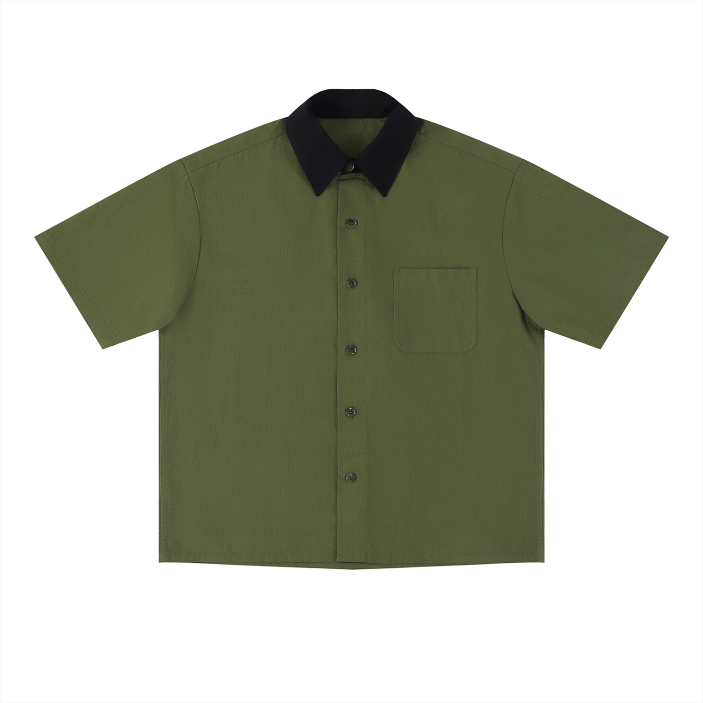 Color Collar Block Short Sleeve Shirt