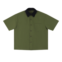 Color Collar Block Short Sleeve Shirt