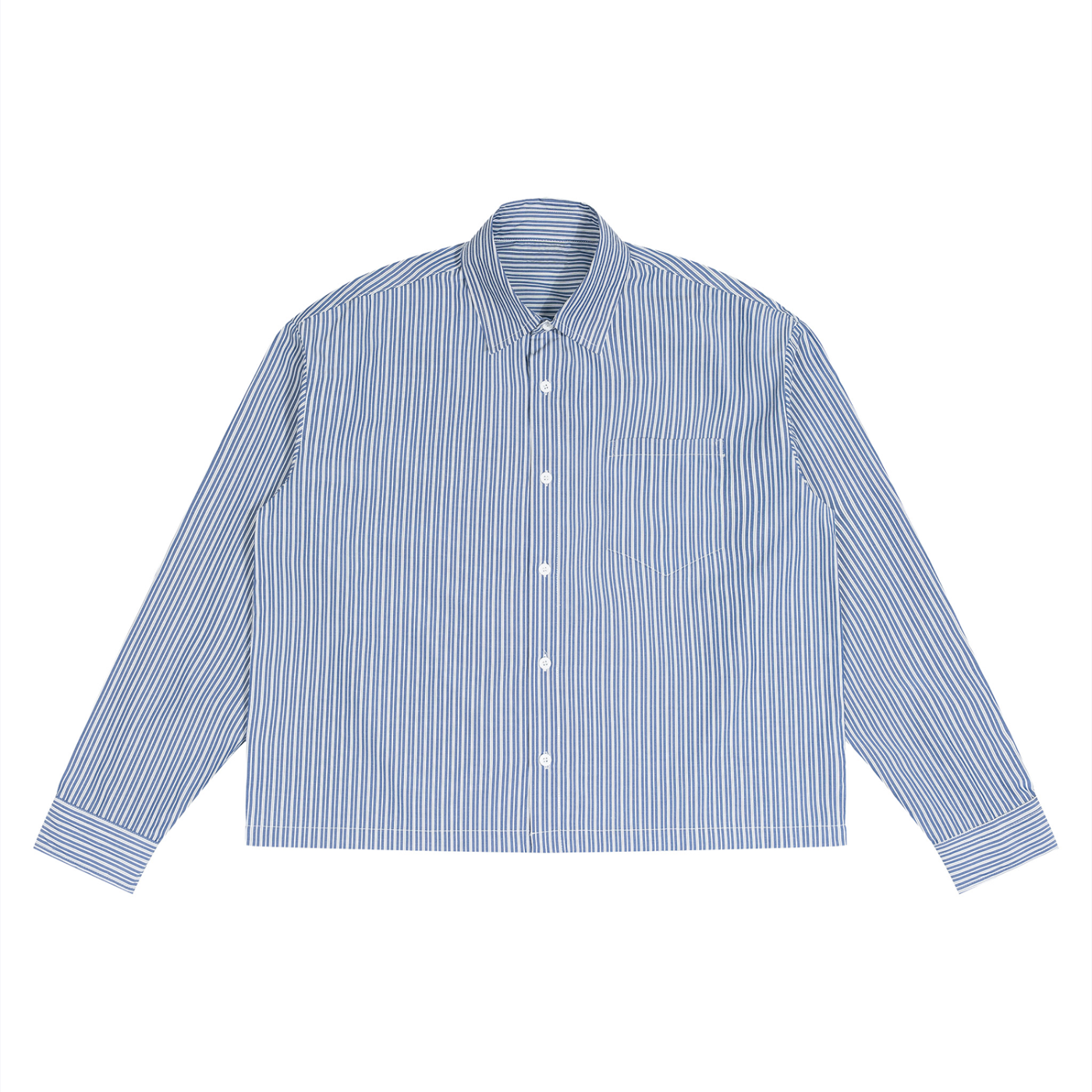 Boxy Striped Long Sleeve Button Up Shirt