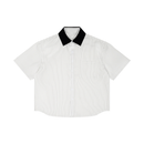 Striped Boxy Contrast Collar Shirt