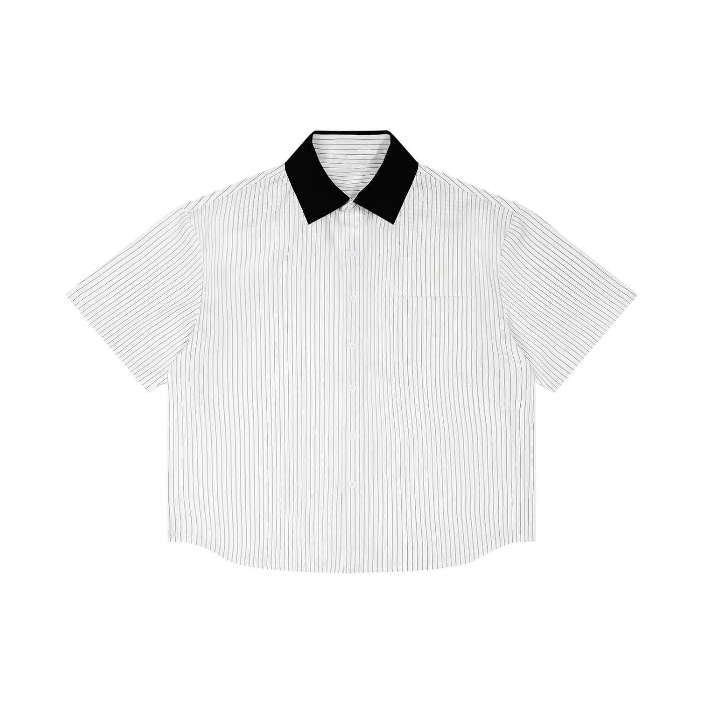 Striped Boxy Contrast Collar Shirt