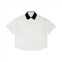 Striped Boxy Contrast Collar Shirt
