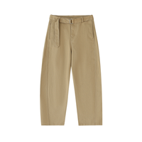 Twisted-Seam Belted Curved-Blade Pants