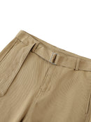 Twisted-Seam Belted Curved-Blade Pants