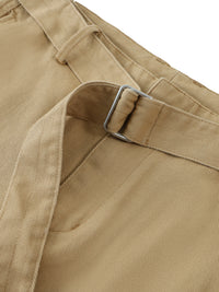Twisted-Seam Belted Curved-Blade Pants