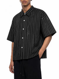 Striped Boxy Short Sleeve Button-Up Shirt