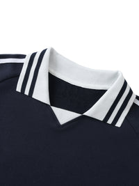 Contrast Striped Lapel Collar Shirt